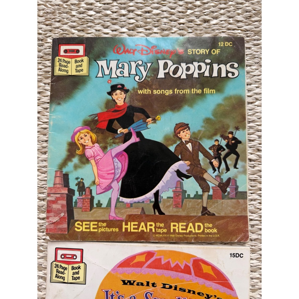 Vintage Walt Disney Mary Poppins & It's a Small World Read Along Book Cassette - Picture 2 of 5